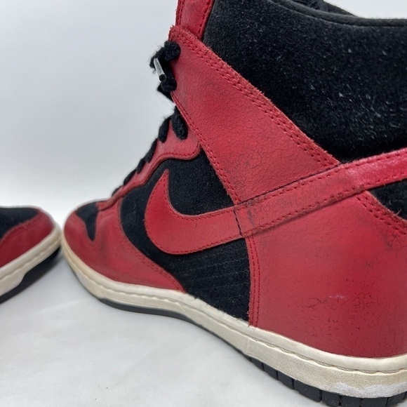 Nike Dunk Sky Hi Women's Size 8 Hidden Wedge Heels Black Red Shoes 528899-016 - Picture 7 of 13